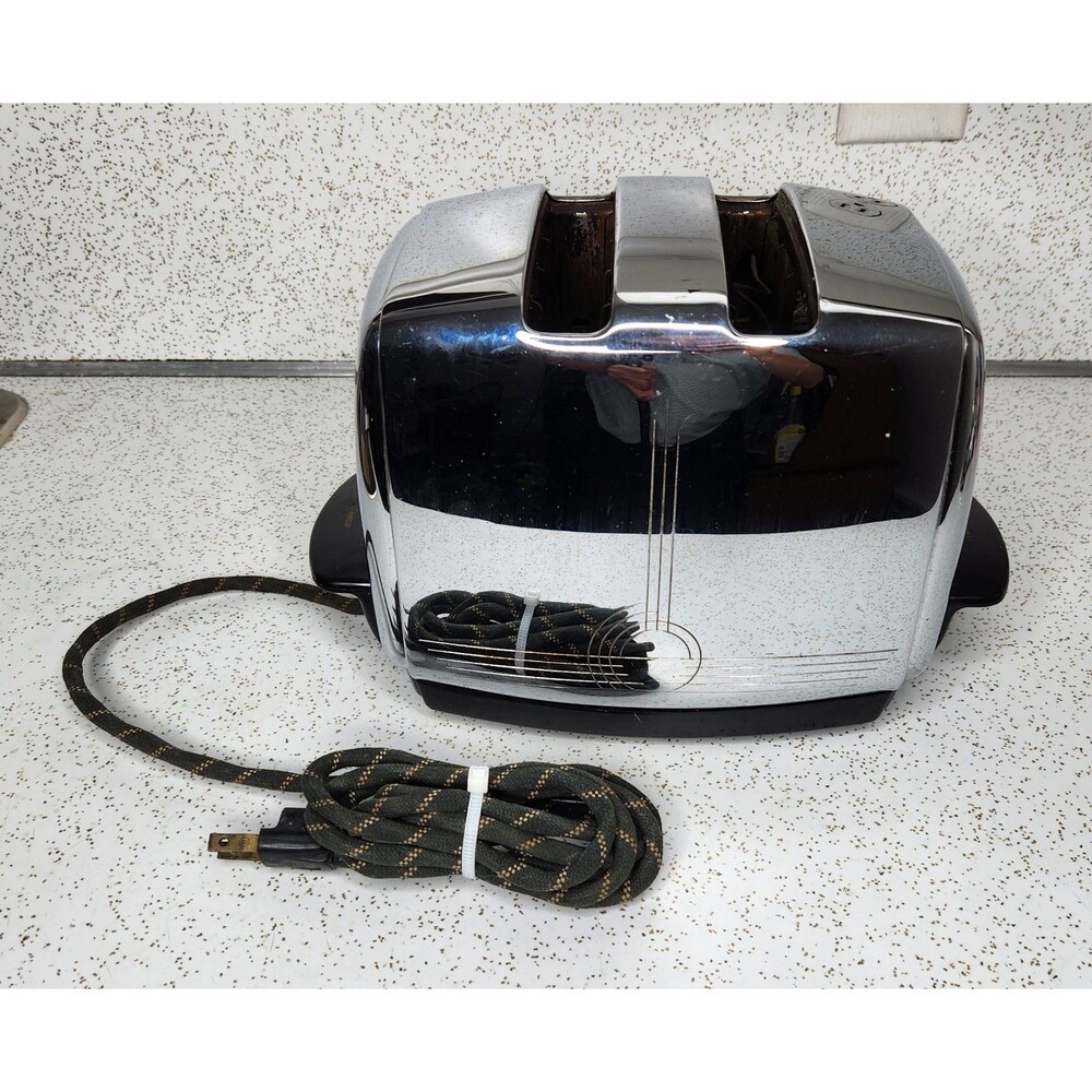 Vintage 1950's Sunbeam Toaster T-20b Radiant Control Chrome Art Deco Tested